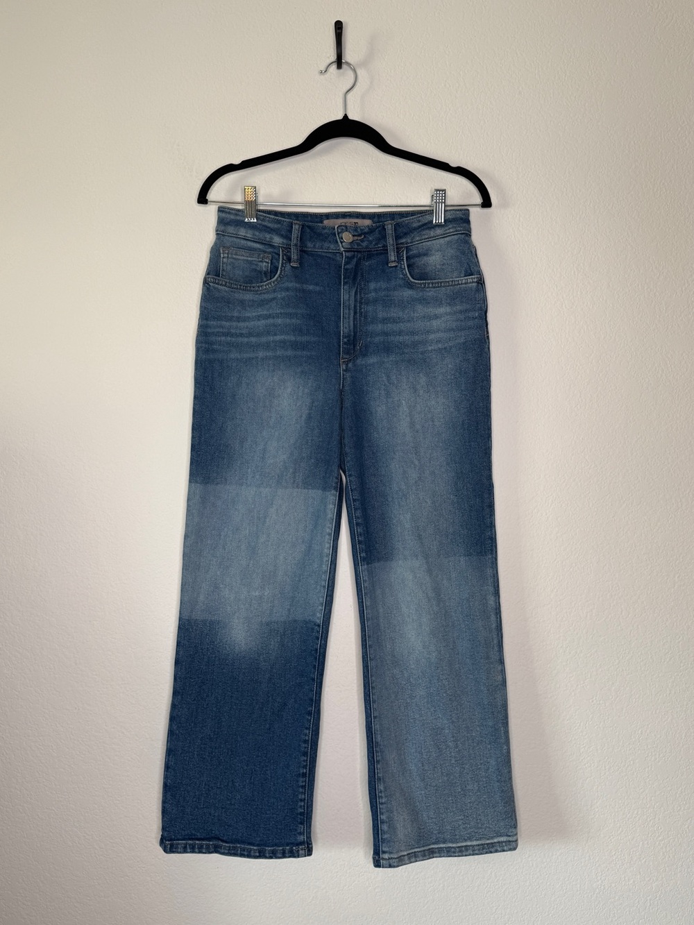 Joe's Jeans Straight Leg Patchwork Medium Blue Stretch Denim Size 27